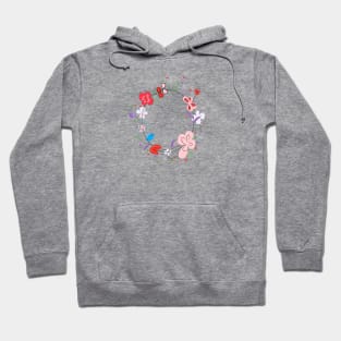 Circle frame decorative hand drawn abstract flowers Hoodie